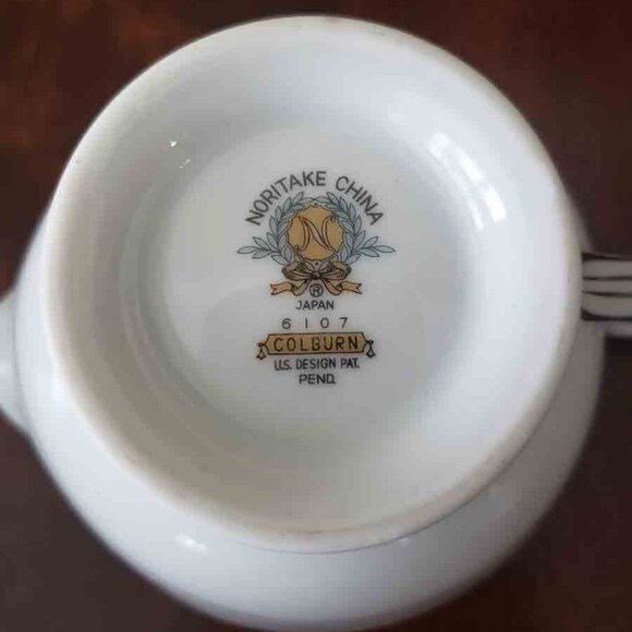 Noritake Porcelain Cream Colburn Pattern #6107 White Blue Silver Green Japan - Picture 3 of 3